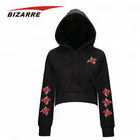 Women velour custom embroidery crop hoodies make your own