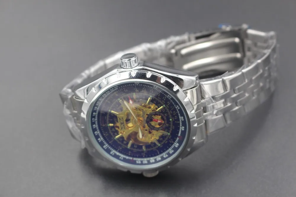 Antique Men's Watch Luury Famous Brand Jaragar Automatic Skeleton Wrist Watch Golden Male Stainless Steel Montre Homme