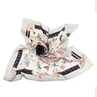 Chinoiserie Print Quality Brand Square Twill Silk Foulard Scarves For Women