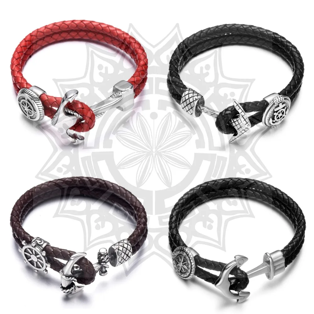 REAMOR-316l-Stainless-steel-Anchor-Connectors-Compass-Rudder-Beads-Jewelry-Sets-Charms-For-Leather-Bracelet-DIY