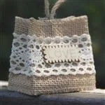 wedding burlap bag with love - rustic party favor gift jute