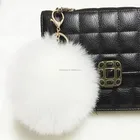 Fluffy rabbit fur ball promotional gift faux fur keychain plush fur animal attachment