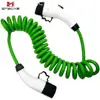 Coiled Spiral Fast Charging EV charger Cable 32amp 5meter 7.2kW J1772 Type 1 to Mennekes Type 2 with Carry Case