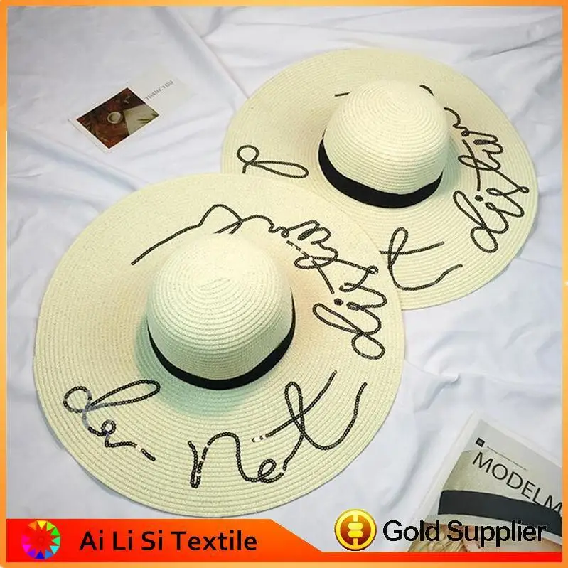New Arrival Fashion Ladies Woman Bohemia Summer Straw Sun Visor Wide Large Brim Floppy Fold Summer Swimming Beach Straw Hat