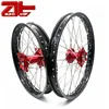 Complete Motorcycle Aluminum Wheel Set, Universal Motorcycle Wheels Including Red Hubs Stainless Steel Spoke