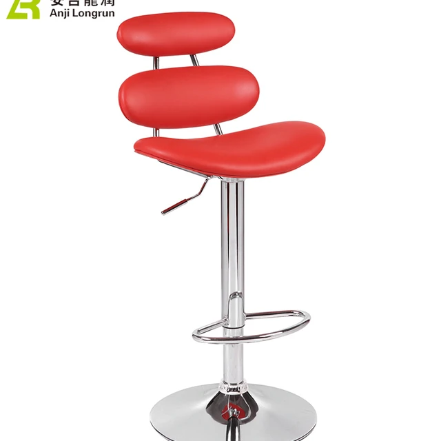 Chinese designer cheap red kitchen swivel metal pu leather bar stool
