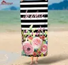 Summer Flower and Stripes Printed Microfiber Rectangle Beach Towel