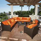 patio furniture L shape modular rattan sofa sets rattan patio furniture bamboo set