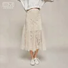 Modern Stylish Mid-calf Women Lace Floral Ruffles Skirt