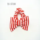 Women Elastic Band Ponytail Bow Tie Red & White Stripped Elastic Bow Hair Scrunchies