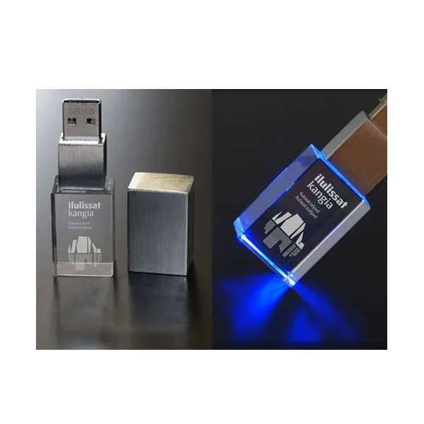 Gem usb flash drive feature crystal design with LED light illuminates