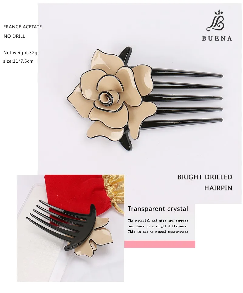 aliexpress hot sales hair comb fashion camellia acrylic hair