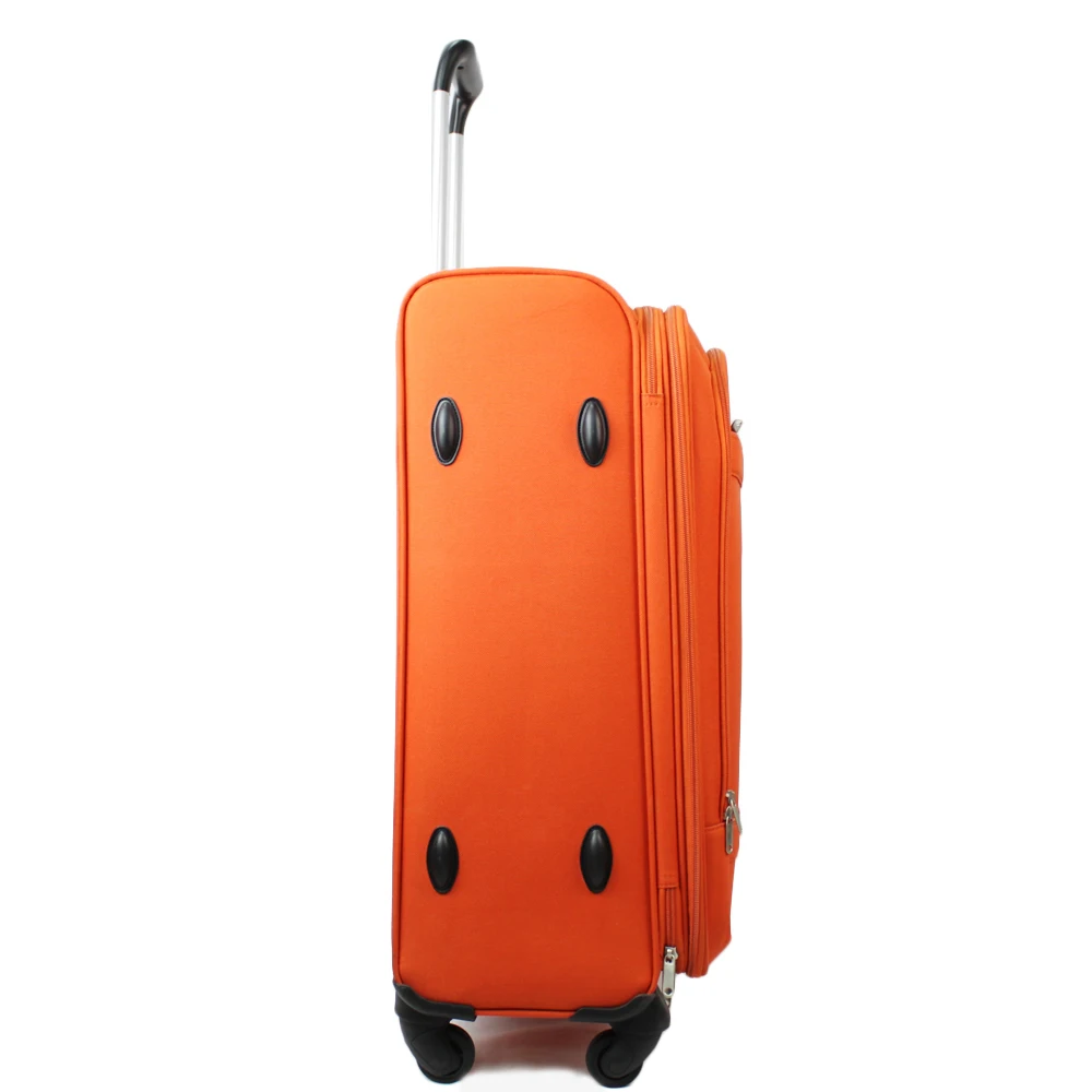 Bright Color Orange Polyester Fabric Spinner Suitcase Luggage