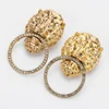 2019 Exaggerated 18K Gold Circle Earrings Stud Womens Vintage Crystal Lion Head Earrings