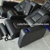 Black Genuine Leather Double Headrest Recliner Sofa With Cooling Cup Holder And LED Light LS811D