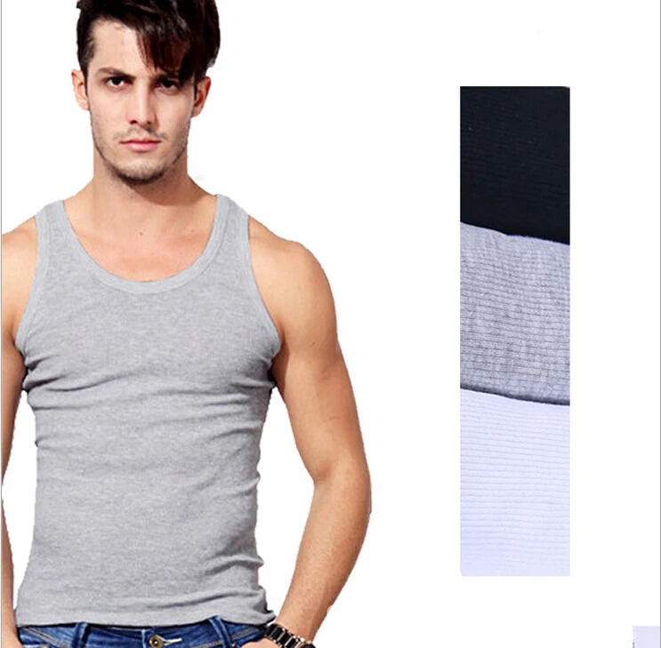 Tank Top Men 2015 Tank Top Men Summer Solid Cotton Fitness Mens Sexy Muscle Gasp Gym Shark Tank Tops Mens Singlet Big Size L 3XL