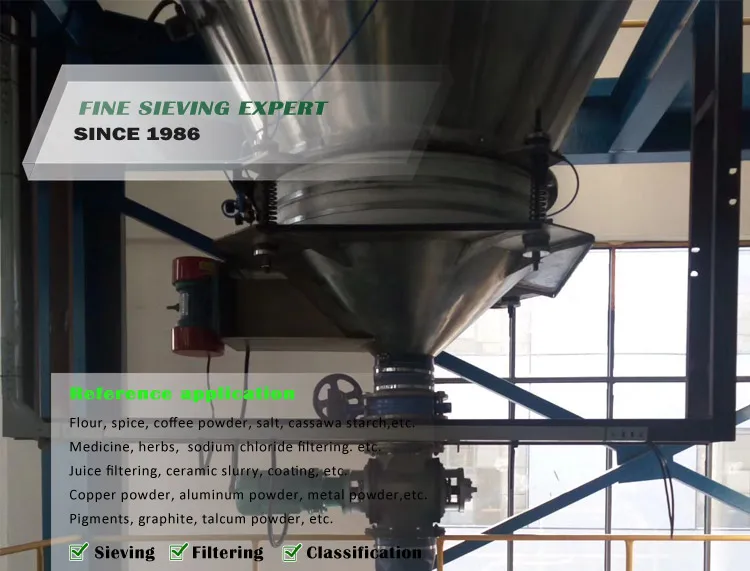 Food grade SS304 rotary vibrating screen for flour separator