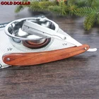 OEM Wooden Handle Straight Blade Razor Disposable Barber Razor Stainless Steel Shavette For Men Shaving