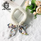 Beautiful Design Fur Trim Real Mink Scarf With Bow Tie Silk