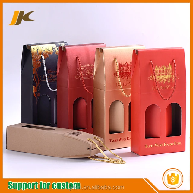 corrugated single and double red wine gift box custom kraft