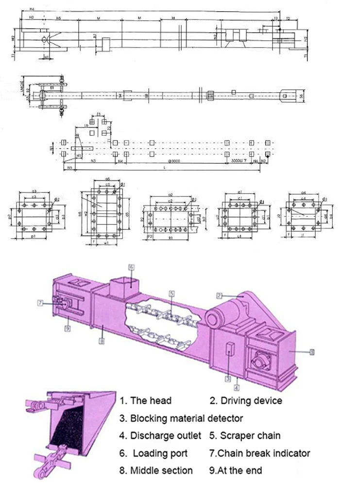 Manufacturer promotional tube scraper plate drag chain conveyor