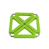 Square Green Silicone&Stainless Steel Coaster with Hot Pot Holder Insulation Pad Kitchen Insulation Mat Protecting Table