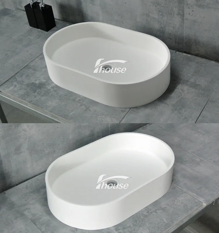 SOLID SURFACE SINK OVAL SHAPE RESIN BASIN STONE SINK