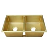 Smooth brass kitchen sink / farmhouse brass sink with double bowl