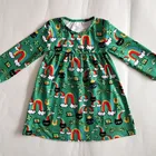 High quality bulk wholesale kids clothing clover printed baby girl long sleeve dress new style