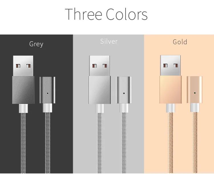 3 in 1 nylon braided with magnetic USB cable ,charge for smart phone - ANKUX.COM
