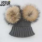 Wholesale Fashion Wool Knitted Hat with Double Raccoon Fur Ball