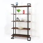 Cantilever Style Vintage Iron Bookshelf Wooden Bookcase Metal Pipe shelf