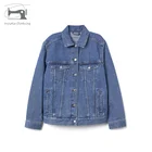 Hot wholesale blue denim jean ladies jacket slim women suppliers
