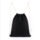 High Quality Promotion Black Cotton Canvas Drawstring Backpack