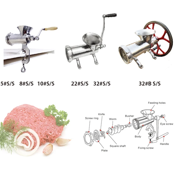 stainless steel manual meat grinder machine
