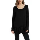 Ladies Casual Soft Solid Tunic Tops Women Casual Long Sleeve Blouse