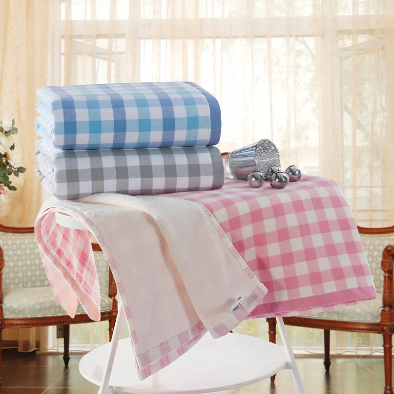 Fashion plaid bath towels,100% cotton towels,large size toallas