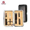 Factory outlets business gift black PU pouch stainless steel nail care tools 4pcs manicure set