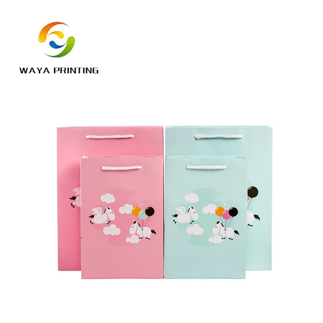 colorful custom animals logo baby carrying gift paper bag
