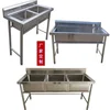 Commercial used stainless steel kitchen sinks, double bowl sink bench worktable Stainless Steel Double Bowl Sink Bench for Sale