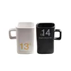 Hot white and black ceramic cup number printing Gift Square Coffee Mug