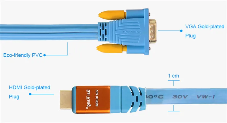 SaiKang retractable brands 1m 2m 4ft 8ft 10ft 30ft 19p 4k usb audio cable vga to hdmi cable - ANKUX.COM