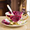 Wedding porcelain rose tea cups with dish ceramic floral coffee mugs and saucer set