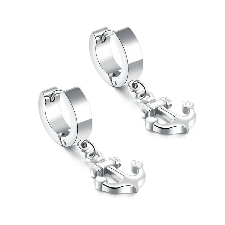 Marlary Jewelry Stainless Steel Huggie Earrings Whole Anchor Marlary Jewelry Stainless Steel Huggie Earrings Whole Anchor Charm Pendant Dangle Ear Ring Hoop Earrrings
