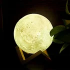 AGQ Best Price Electric Room Decoration 8CM 12CM 15CM LED White Yellow 3D Moon Lamp with Metal Touch Switch
