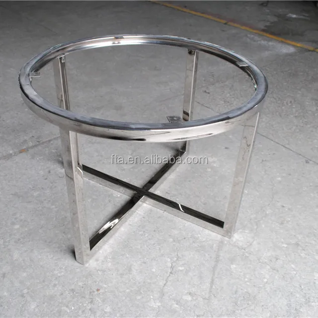glass top polish stainless steel round tea table