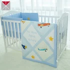 Blue digital printing aircraft polyester baby crib bedding set