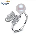 925 sterling silver natural adjustable beautiful freshwater pearl engagement ring