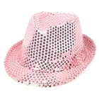 Fashion Pink Glitter Straw Stage Party Boys Girls Safety Jazz Hat Cowboy Hat