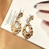 Beating Effect Ear Exaggerated Irregular Alloy Gold Color Earrings Vintage Metal Hammered Earrings for Women